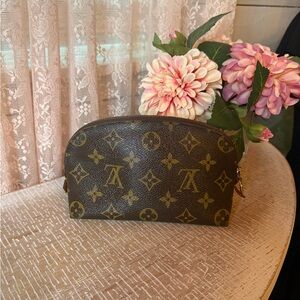 Louis Vuitton Brown and Gold Monogram Pouch
